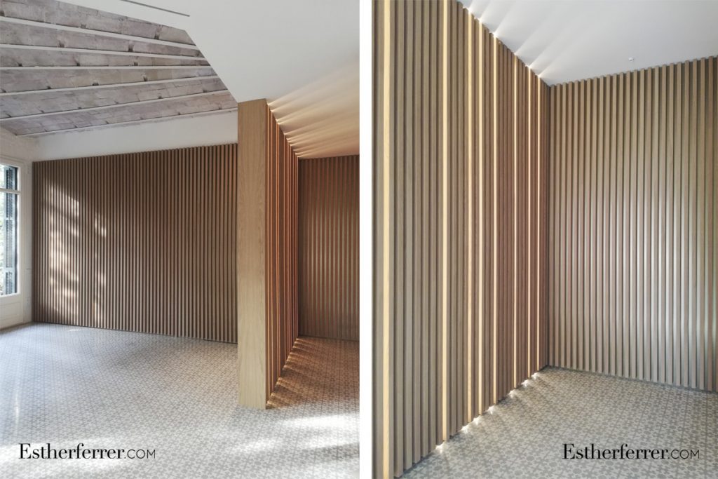cómo reformar un piso modernista en barcelona sin estropearlo: costillas de madera y leds